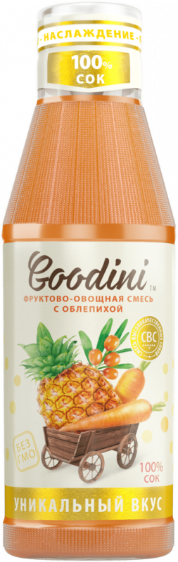Сок GOODINI Фруктово-овощная смесь с облепихой и мякотью восстановленный, 0.75л