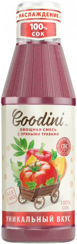 Сок GOODINI Овощная смесь с пряными травами и мякотью восстановленный, 0.75л
