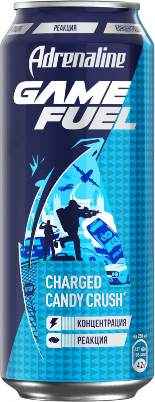 Напиток энергетический ADRENALINE Game fuel газированный, 0.449л Напиток энергетический ADRENALINE Game fuel газированный, 0.449л
