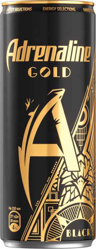 Напиток энергетический ADRENALINE Gold Black Черное золото, 0.33л