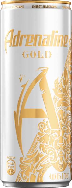 Напиток энергетический ADRENALINE Gold White со вкусом цитруса и винограда, 0.33л Напиток энергетический ADRENALINE Gold White со вкусом цитруса и винограда, 0.33л