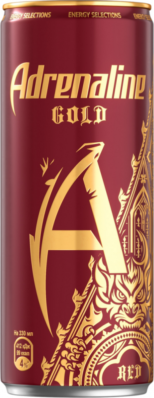 Напиток энергетический ADRENALINE Gold Red со вкусом вишни, 0.33л