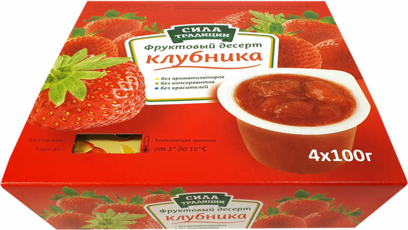 Десерт фруктовый СИЛА ТРАДИЦИИ Клубника, 4х100г