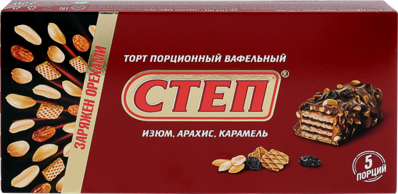 Торт вафельный СТЕП Mix глазированный, 220г Торт вафельный СТЕП Mix глазированный, 220г