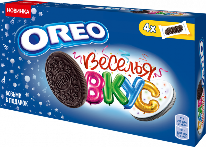 Печенье OREO Вкус веселья с какао и ванильной начинкой, 176г Печенье OREO Вкус веселья с какао и ванильной начинкой, 176г