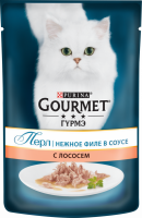 Корм консервированный для взрослых кошек GOURMET Перл Нежное филе с лососем в соусе, 85г