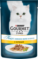 Корм консервированный для взрослых кошек GOURMET Перл Нежное филе с курицей в соусе, 85г