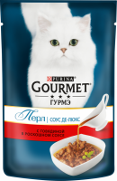 Корм консервированный для взрослых кошек GOURMET Перл Соус Де-люкс с говядиной в роскошном соусе, 85г