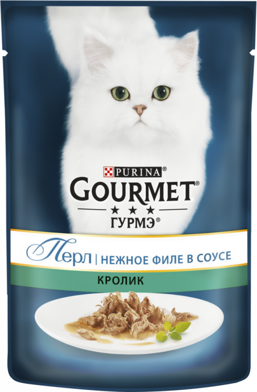 Корм консервированный для взрослых кошек GOURMET Перл Нежное филе со вкусом кролика в соусе, 85г Корм консервированный для взрослых кошек GOURMET Перл Нежное филе со вкусом кролика в соусе, 85г