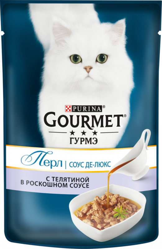 Корм консервированный для взрослых кошек GOURMET Перл Соус Де-люкс с телятиной в роскошном соусе, 85г Корм консервированный для взрослых кошек GOURMET Перл Соус Де-люкс с телятиной в роскошном соусе, 85г