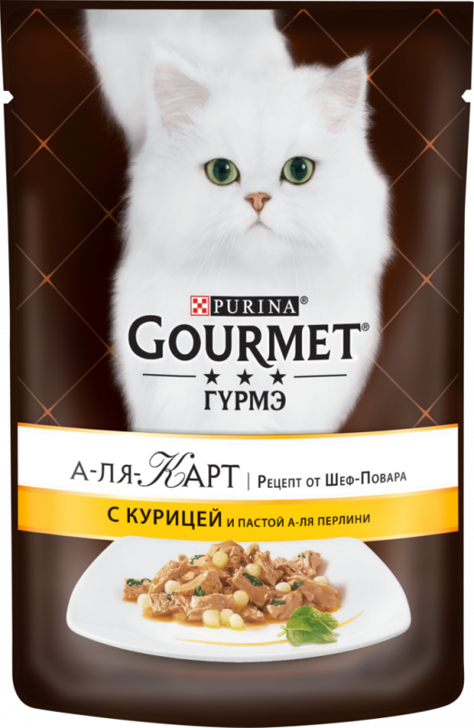 Корм консервированный для взрослых кошек GOURMET А-ля Карт с курицей, пастой и шпинатом, 85г