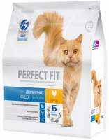 Корм сухой для взрослых кошек PERFECT FIT Курица, полнорационный, для живущих в помещении кошек, 1,2кг