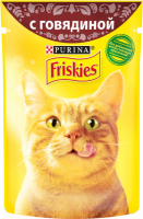 Корм консервированный для взрослых кошек FRISKIES с говядиной в подливе, 85г
