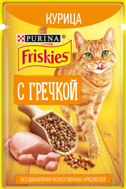 Корм консервированный для взрослых кошек FRISKIES с курицей и гречкой в подливе, 75г Корм консервированный для взрослых кошек FRISKIES с курицей и гречкой в подливе, 75г