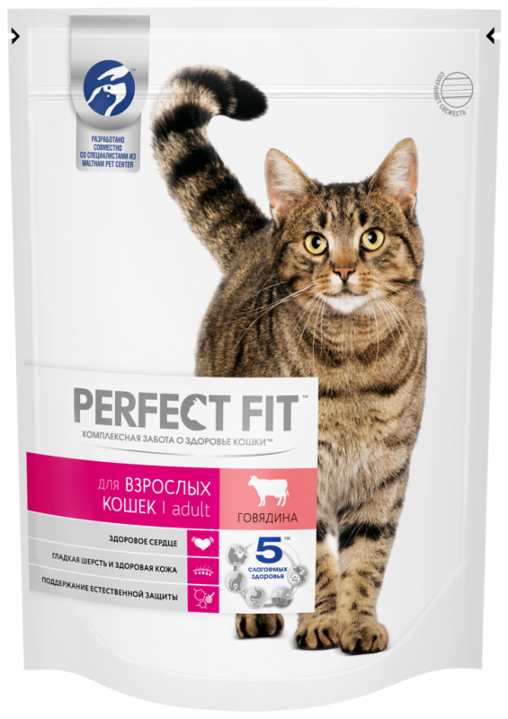 Корм сухой для взрослых кошек PERFECT FIT Говядина, полнорационный, 650г Корм сухой для взрослых кошек PERFECT FIT Говядина, полнорационный, 650г