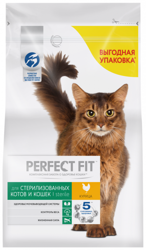Корм сухой для взрослых кошек PERFECT FIT с курицей, для стерилизованных, 2,5кг Корм сухой для взрослых кошек PERFECT FIT с курицей, для стерилизованных, 2,5кг