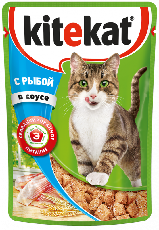 Корм консервированный для кошек KITEKAT с сочными кусочками рыбы в соусе, 85г Корм консервированный для кошек KITEKAT с сочными кусочками рыбы в соусе, 85г
