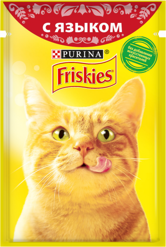 Корм консервированный для взрослых кошек FRISKIES с языком в подливе, 85г