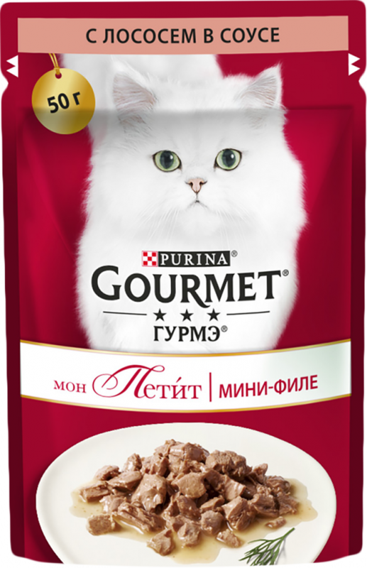 Корм консервированный для взрослых кошек GOURMET Мон Петит с лососем в соусе, 50г Корм консервированный для взрослых кошек GOURMET Мон Петит с лососем в соусе, 50г