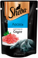 Корм консервированный для кошек SHEBA ломтики в соусе с лососем, 85г