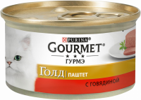 Корм консервированный для взрослых кошек GOURMET Голд Паштет с говядиной, 85г
