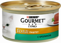 Корм консервированный для взрослых кошек GOURMET Голд Паштет с кроликом, 85г
