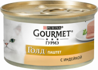 Корм консервированный для взрослых кошек GOURMET Голд Паштет с индейкой, 85г
