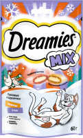 Лакомство для взрослых кошек DREAMIES Mix Курица и утка, 60г