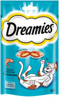 Лакомство для кошек DREAMIES Подушечки с лососем, 60г