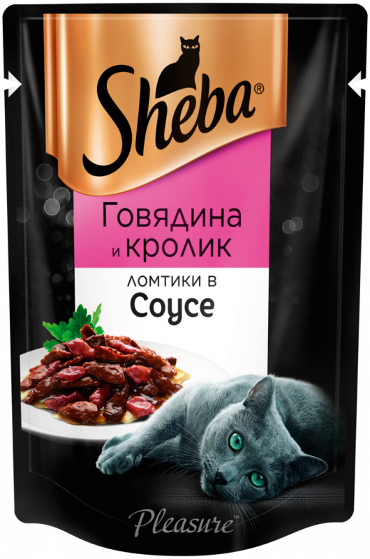 Корм консервированный для взрослых кошек SHEBA Pleasure из говядины и кролика, полнорационный, 85г Корм консервированный для взрослых кошек SHEBA Pleasure из говядины и кролика, полнорационный, 85г