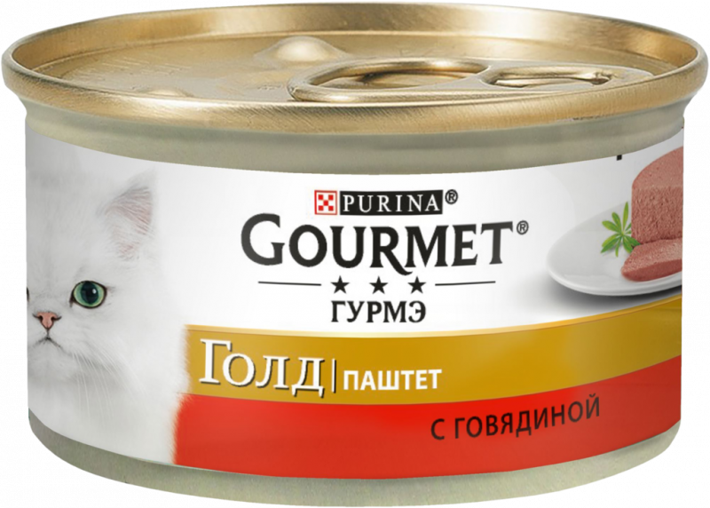 Корм консервированный для взрослых кошек GOURMET Голд Паштет с говядиной, 85г Корм консервированный для взрослых кошек GOURMET Голд Паштет с говядиной, 85г