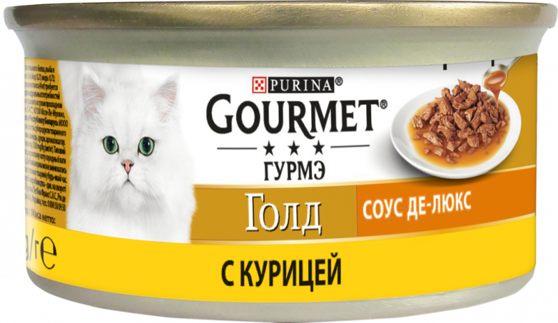 Корм консервированный для взрослых кошек GOURMET Голд Соус Де-люкс с курицей в роскошном соусе, 85г Корм консервированный для взрослых кошек GOURMET Голд Соус Де-люкс с курицей в роскошном соусе, 85г