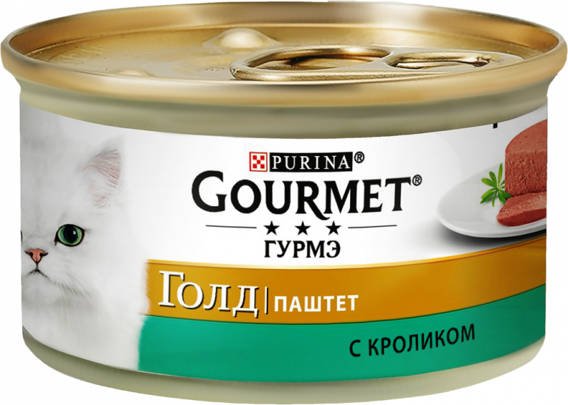 Корм консервированный для взрослых кошек GOURMET Голд Паштет с кроликом, 85г Корм консервированный для взрослых кошек GOURMET Голд Паштет с кроликом, 85г