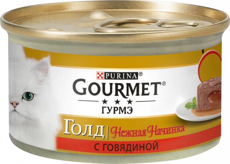 Корм консервированный для взрослых кошек GOURMET Голд Нежная начинка с говядиной, 85г Корм консервированный для взрослых кошек GOURMET Голд Нежная начинка с говядиной, 85г