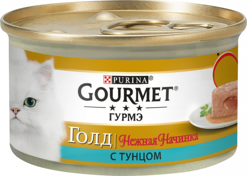 Корм консервированный для взрослых кошек GOURMET Голд Нежная начинка с тунцом, 85г Корм консервированный для взрослых кошек GOURMET Голд Нежная начинка с тунцом, 85г