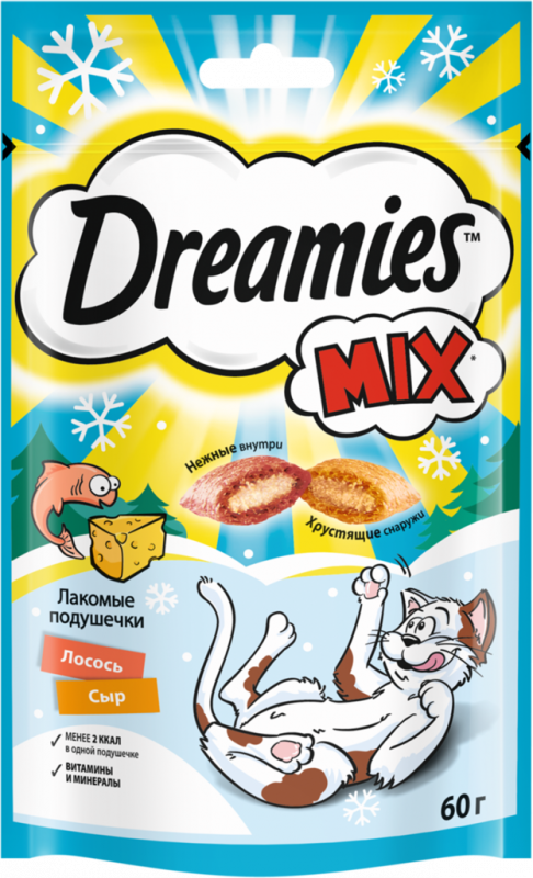 Лакомство для кошек DREAMIES Mix c лососем и сыром, 60г Лакомство для кошек DREAMIES Mix c лососем и сыром, 60г