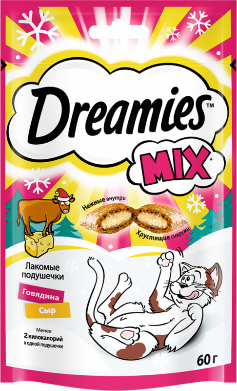 Лакомство для кошек DREAMIES Микс Говядина и сыр, 60г Лакомство для кошек DREAMIES Микс Говядина и сыр, 60г