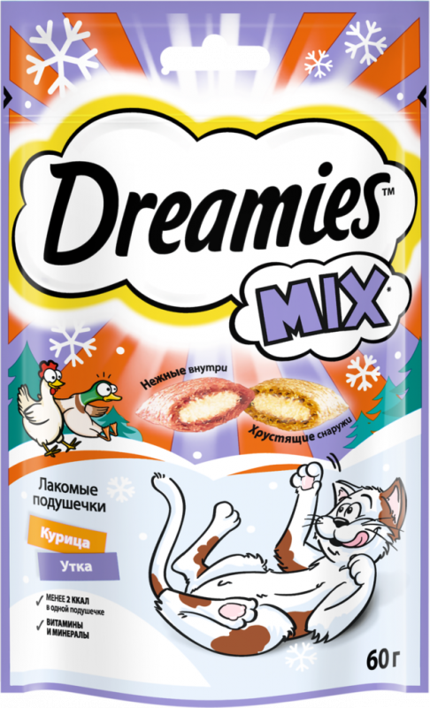 Лакомство для взрослых кошек DREAMIES Mix Курица и утка, 60г Лакомство для взрослых кошек DREAMIES Mix Курица и утка, 60г