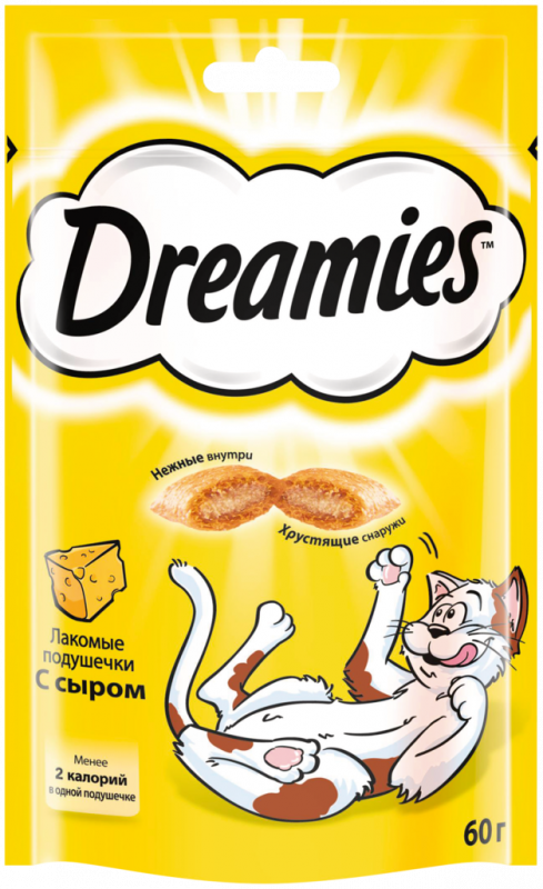 Лакомство для кошек DREAMIES Подушечки с сыром, 60г