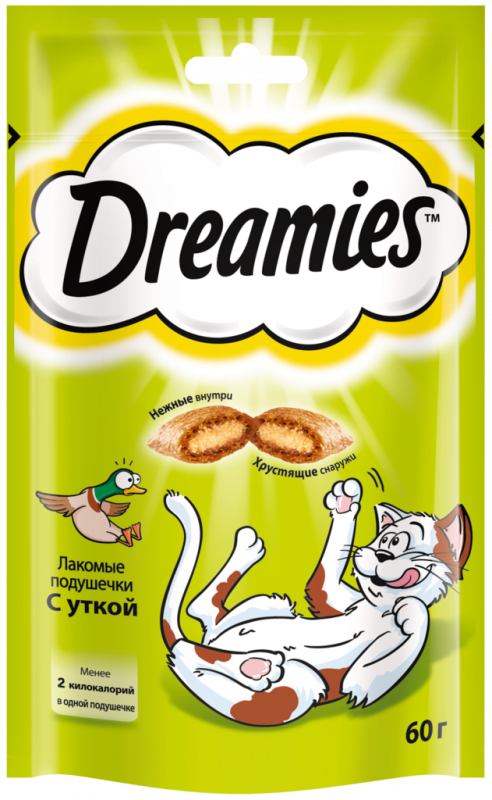 Лакомство для кошек DREAMIES Подушечки с уткой, 60г Лакомство для кошек DREAMIES Подушечки с уткой, 60г