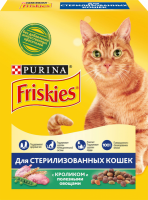 Корм сухой для взрослых кошек FRISKIES с кроликом и полезными овощами, для стерилизованных, 300г