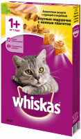 Корм сухой для взрослых кошек WHISKAS Вкусные подушечки с нежным паштетом, Аппетитное ассорти с курицей и индейкой, 350г
