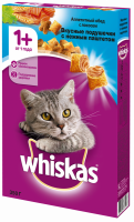 Корм сухой для взрослых кошек WHISKAS Вкусные подушечки с нежным паштетом, Аппетитный обед с лососем, 350г