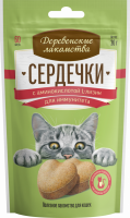 Лакомство для кошек ДЕРЕВЕНСКИЕ ЛАКОМСТВА Сердечки с аминокислотой L-лизин, для иммунитета, 30г