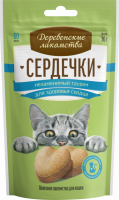 Лакомство для кошек ДЕРЕВЕНСКИЕ ЛАКОМСТВА Сердечки Незаменимый таурин, для здоровья сердца, 30г