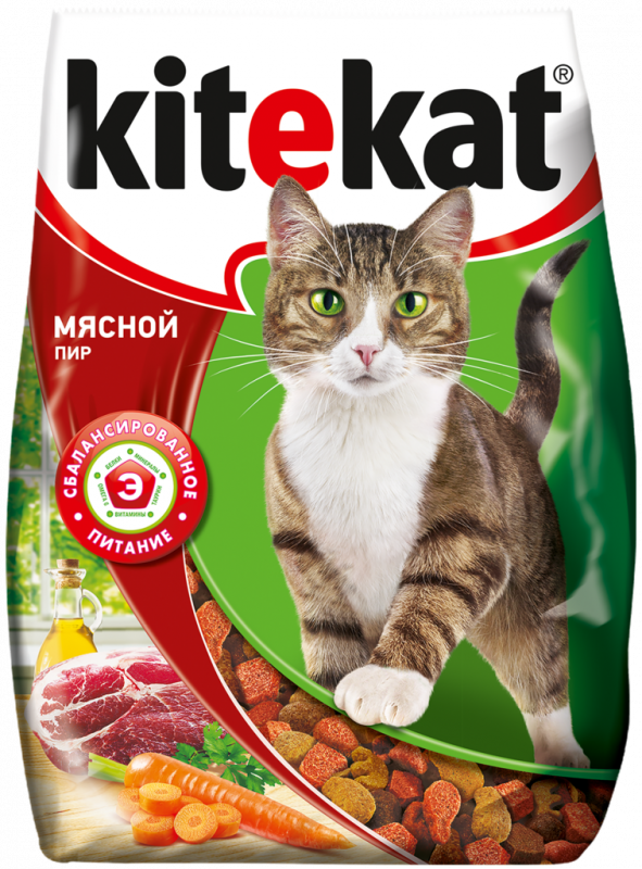 Корм сухой для кошек KITEKAT Мясной пир, 350г Корм сухой для кошек KITEKAT Мясной пир, 350г