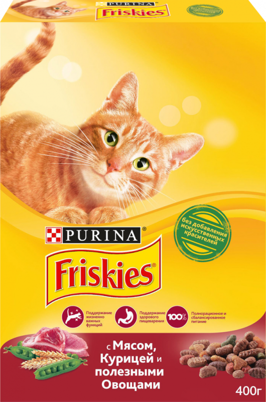 Корм сухой для взрослых кошек FRISKIES с мясом, курицей и полезными овощами, 400г Корм сухой для взрослых кошек FRISKIES с мясом, курицей и полезными овощами, 400г