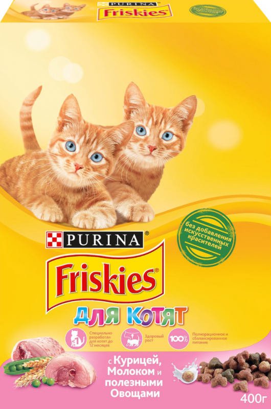 Корм сухой для котят FRISKIES с курицей, молоком и полезными овощами, до года, 400г Корм сухой для котят FRISKIES с курицей, молоком и полезными овощами, до года, 400г