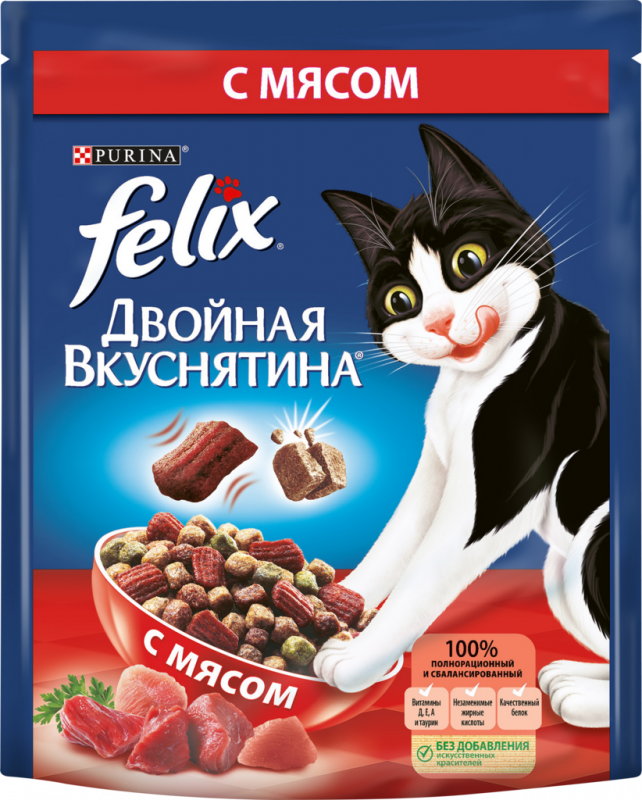 Корм сухой для взрослых кошек FELIX Двойная Вкуснятина с мясом, 300г Корм сухой для взрослых кошек FELIX Двойная Вкуснятина с мясом, 300г