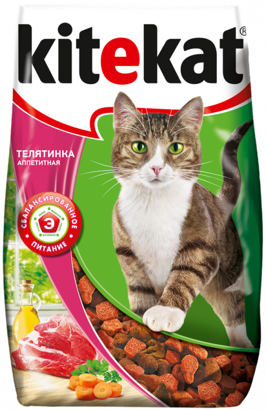 Корм сухой для кошек KITEKAT с аппетитной телятинкой, 800г Корм сухой для кошек KITEKAT с аппетитной телятинкой, 800г